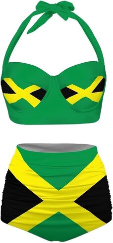 Women Two Piece Bikini Set Swimsuit Halter Ruched High Waist Bikini with Bottom in Kuwait