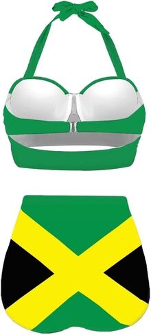 Women Two Piece Bikini Set Swimsuit Halter Ruched High Waist Bikini with Bottom in Kuwait