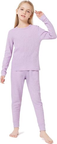 VZV Girls Kids Thermal Set Waffle Girls Thermal Underwear Long Johns for Kids Base Layer Thermal Underwear for Kids Winter in Saudi Arabia
