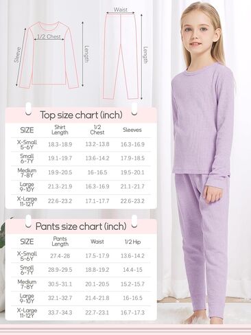 VZV Girls Kids Thermal Set Waffle Girls Thermal Underwear Long Johns for Kids Base Layer Thermal Underwear for Kids Winter in Saudi Arabia