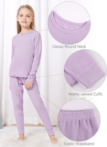 VZV Girls Kids Thermal Set Waffle Girls Thermal Underwear Long Johns for Kids Base Layer Thermal Underwear for Kids Winter in Saudi Arabia