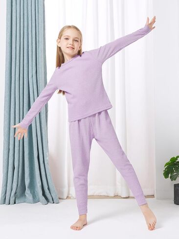 VZV Girls Kids Thermal Set Waffle Girls Thermal Underwear Long Johns for Kids Base Layer Thermal Underwear for Kids Winter in Saudi Arabia