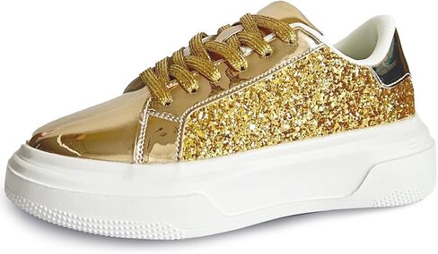 أحذية رياضية نسائية بأحجار الراين اللامعة - أحذية تنس لامعة بالترتر اللامع - أحذية زفاف أنيقة للعرائس - أحذية رياضية كاجوال خفيفة الوزن ومريحة وأربطة in Kuwait