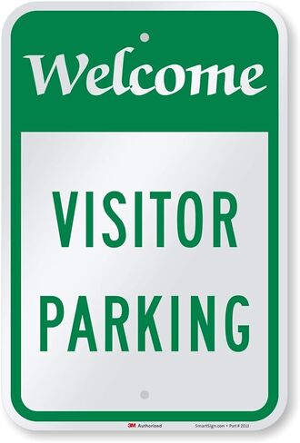 SmartSign 18 x 12 inch “Welcome - Visitor Parking" Metal Sign, 120 mil Aluminum Composite (ACM), Engineer Grade Reflective Material, Green and White in Saudi Arabia