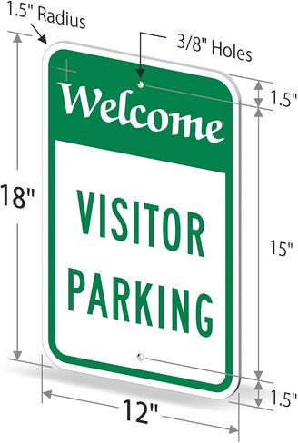 SmartSign 18 x 12 inch “Welcome - Visitor Parking" Metal Sign, 120 mil Aluminum Composite (ACM), Engineer Grade Reflective Material, Green and White in Saudi Arabia