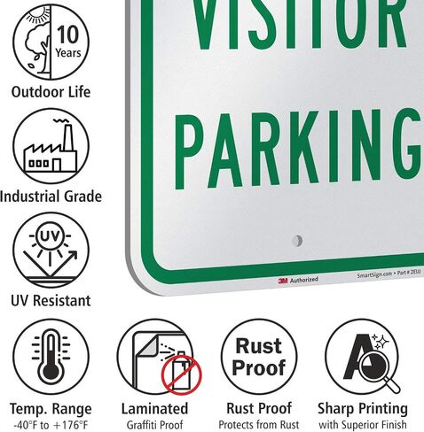 SmartSign 18 x 12 inch “Welcome - Visitor Parking" Metal Sign, 120 mil Aluminum Composite (ACM), Engineer Grade Reflective Material, Green and White in Saudi Arabia