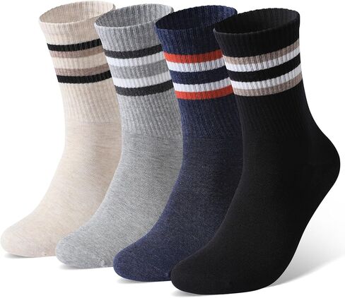 Crew Running Socks for Men: Lightweight Athletic Cotton Socks,4 Pairs Sport Light Exercise Everyday Youth Socks in Saudi Arabia