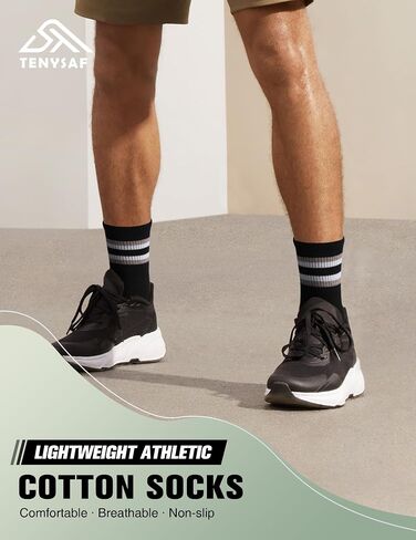 Crew Running Socks for Men: Lightweight Athletic Cotton Socks,4 Pairs Sport Light Exercise Everyday Youth Socks in Saudi Arabia