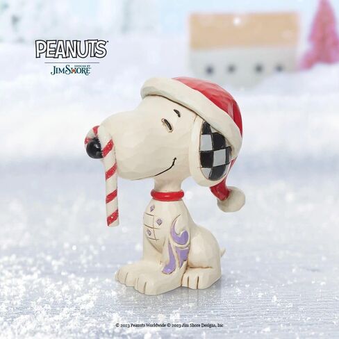 Enesco Jim Shore Peanuts Snoopy Glitter Candy Cane Mini Figurine in Saudi Arabia