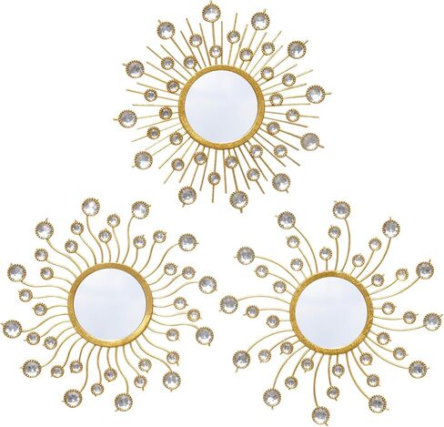 Mirror Wall Decor Metal Sun Mirror Wall Art Decorative Mirrors Home Decor Sunburst Mirror Hanging Living Room Bedroom Entryway, Style 1 in Saudi Arabia