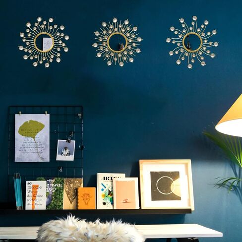 Mirror Wall Decor Metal Sun Mirror Wall Art Decorative Mirrors Home Decor Sunburst Mirror Hanging Living Room Bedroom Entryway, Style 1 in Saudi Arabia