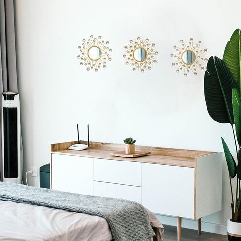 Mirror Wall Decor Metal Sun Mirror Wall Art Decorative Mirrors Home Decor Sunburst Mirror Hanging Living Room Bedroom Entryway, Style 1 in Saudi Arabia