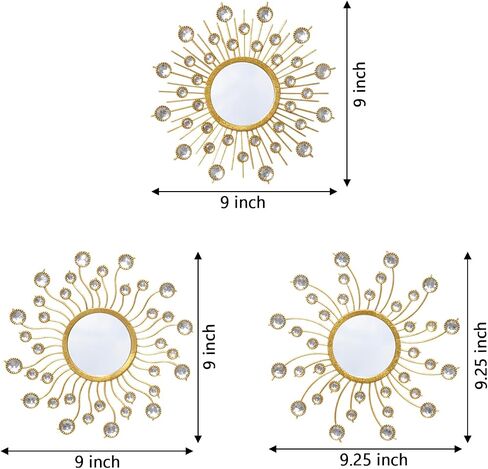 Mirror Wall Decor Metal Sun Mirror Wall Art Decorative Mirrors Home Decor Sunburst Mirror Hanging Living Room Bedroom Entryway, Style 1 in Saudi Arabia