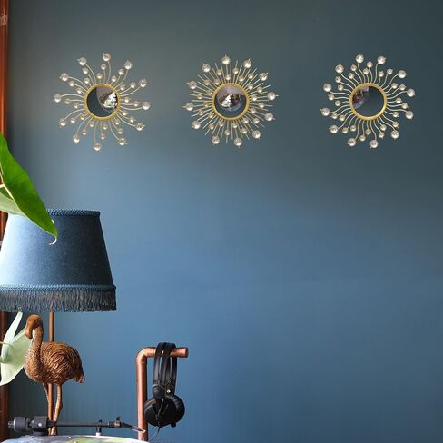 Mirror Wall Decor Metal Sun Mirror Wall Art Decorative Mirrors Home Decor Sunburst Mirror Hanging Living Room Bedroom Entryway, Style 1 in Saudi Arabia