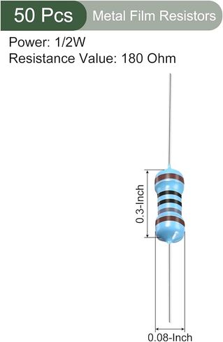 YOKIVE 50 PCS Metal Film Resistors, 750 Ohm Resistor with 1/2W 1% Tolerance, Lead, Good for DIY Electronic Projects (5 Color Bands, 9±1mm) in Saudi Arabia