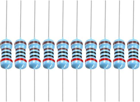 YOKIVE 50 PCS Metal Film Resistors, 750 Ohm Resistor with 1/2W 1% Tolerance, Lead, Good for DIY Electronic Projects (5 Color Bands, 9±1mm) in Saudi Arabia