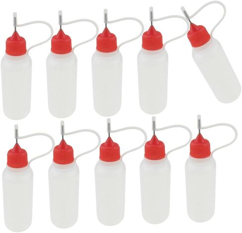 Plastic Dropper Bottle, 50ML Empty Squeezable Clear Liquid Drop Bottles with Childproof Cap, for Solvents, Essence(10PCS, Needle Cap) in Saudi Arabia