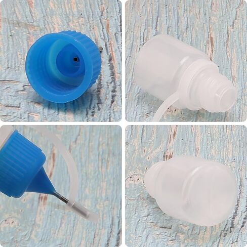 Plastic Dropper Bottle, 50ML Empty Squeezable Clear Liquid Drop Bottles with Childproof Cap, for Solvents, Essence(10PCS, Needle Cap) in Saudi Arabia