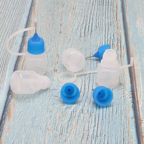 Plastic Dropper Bottle, 50ML Empty Squeezable Clear Liquid Drop Bottles with Childproof Cap, for Solvents, Essence(10PCS, Needle Cap) in Saudi Arabia