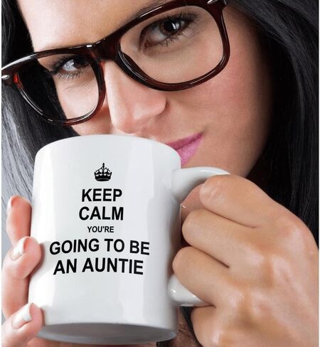 3dRose Keep Calm You're Going Future Aunt Auntie Text Gift Mug, 11 oz, Black in Saudi Arabia
