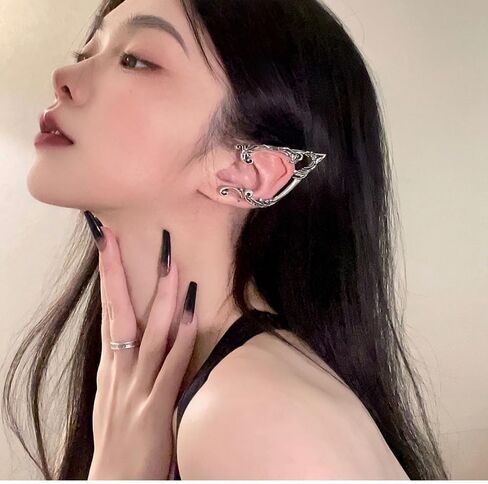 1 Pair Elven Ear Cuffs Wrap Earring Vintage Elf Clip on Cartilage Climber Crawler Earrings for Women Retro Statement Costume Cosplay Accessories Jewelry in Saudi Arabia