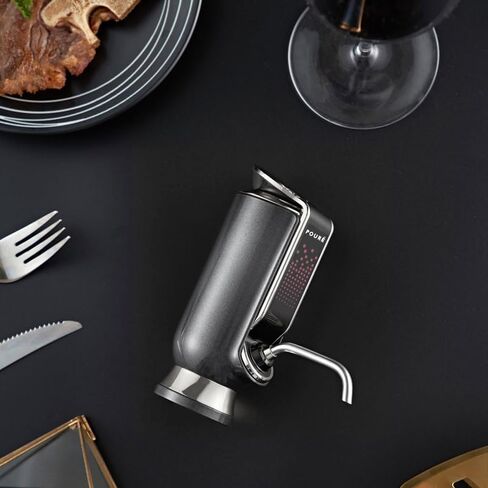POURÉ 3-IN-1 Wine Dispenser Aerator and Vacuum Stopper - Electric Liquor Decanter Pourer & Preserver - Touch Screen LED Display - Wine Temperature Monitor - Gift for Wine Lover (Black) in Saudi Arabia