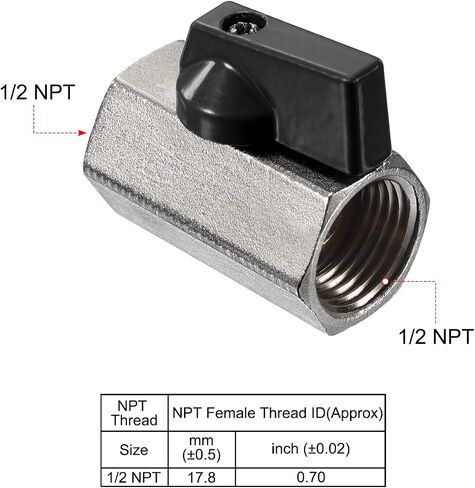 صمام كروي صغير من النحاس 1/2 NPT من PATIKIL، 2 صمام إغلاق NPT أنثى إلى أنثى لموصل مقرنة الأنابيب، أحمر in Saudi Arabia