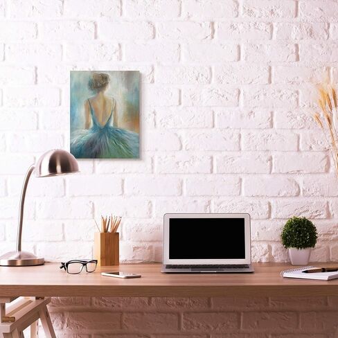 لوحة شخصية لفتاة الباليه من Stupell Industries باللون الأزرق والبرتقالي، تصميم من شركة Third Wall Art، 36 × 48، قماش، aa-208_cn_36x48 in Kuwait