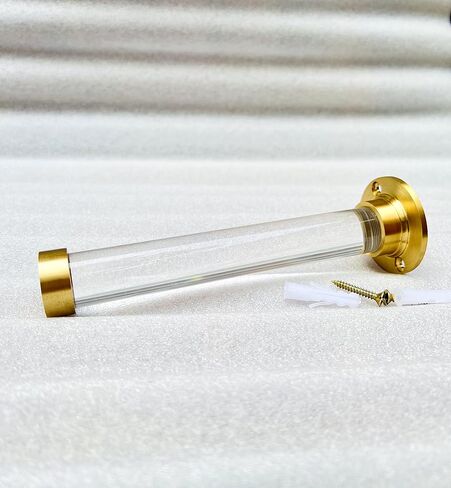Brushed Brass & Lucite Projection Hook, Heavy-Duty, Rustproof Wall Mount Adhesive Hanging Hook for Bedroom, Bathroom & Kitchen, Multipurpose Accessory for Modern Homes, 18.3x5.5x5.5cm in Saudi Arabia