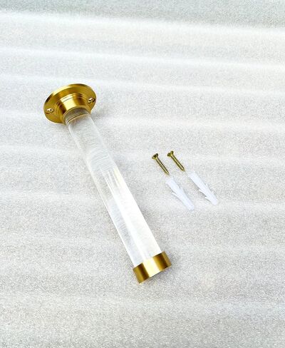Brushed Brass & Lucite Projection Hook, Heavy-Duty, Rustproof Wall Mount Adhesive Hanging Hook for Bedroom, Bathroom & Kitchen, Multipurpose Accessory for Modern Homes, 18.3x5.5x5.5cm in Saudi Arabia