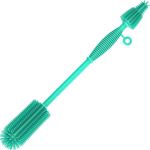 Double Sided Cleaning Brush,Soft Kitchen Scrub Brush,Reusable Silicone Bottle Cleaning Brush,Narrow Neck Bottle Brush Cleaner,Long Handle Bottle Brushes for Cleaning (Blue) in Saudi Arabia