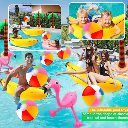 12 حزمة من كرات الشاطئ القابلة للنفخ على شكل شجرة النخيل فلامنغو والببغاء والموز القابلة للنفخ لديكور حفلات الشاطئ في هاواي والأنشطة الخارجية in Kuwait