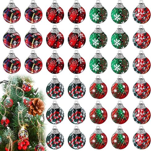 36 Pieces Christmas Ornaments Mini Christmas Ornaments Ball Christmas Ball 1 inch Mini Ornaments Party Decorations Miniature Balls for Wedding Party Holiday Decorations(Classic Style) in Saudi Arabia