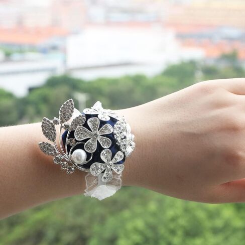 WANLIAN Wrist Corsage with Peal and Rhinestone Corsage and Boutonniere Set for Wedding,Prom,Party (Silver Gray，2 Pieces) in Saudi Arabia