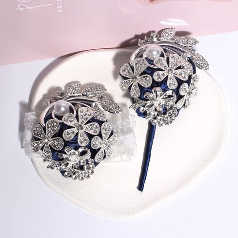 WANLIAN Wrist Corsage with Peal and Rhinestone Corsage and Boutonniere Set for Wedding,Prom,Party (Silver Gray，2 Pieces) in Saudi Arabia