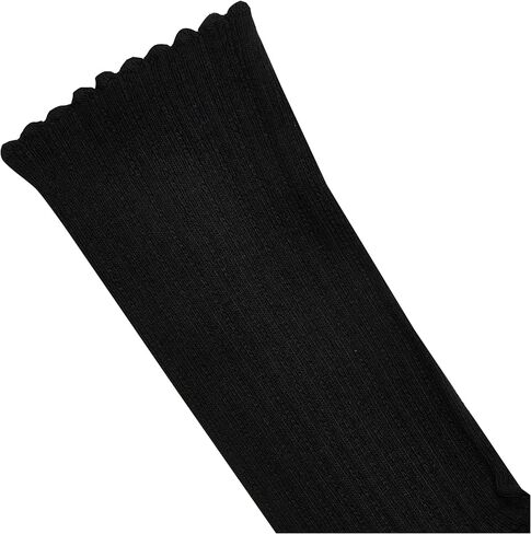 HUE Women's Scalloped Pointelle Sock, Black/White Pack, One Size in Saudi Arabia