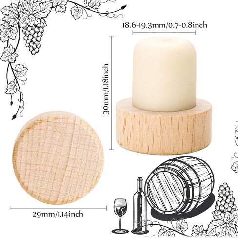 24 Pieces Wine Bottle Corks T-Shape Stopper Cork,Wine Cork Stoppers Wooden Stoppers,Reusable Wine Corks Sealing Plug Bottle Stopper for Beer Bottles Craft Homemade Wine in Saudi Arabia