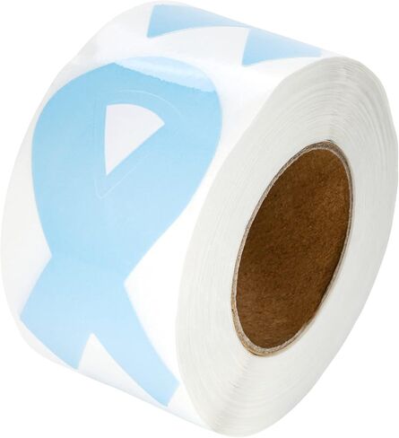 Fundraising For A Cause 250 Light Blue Ribbon Stickers - Large Ribbon (1 roll - 250 Stickers) in Kuwait