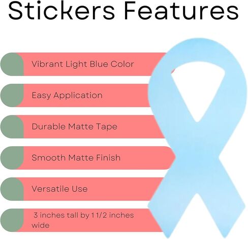 Fundraising For A Cause 250 Light Blue Ribbon Stickers - Large Ribbon (1 roll - 250 Stickers) in Kuwait