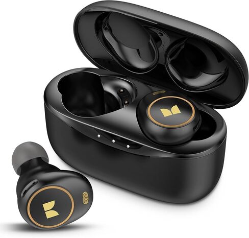 Monster Wireless Earbuds, Achieve 300 AirLinks Bluetooth Headphones Touch Control with Charging Case, Bluetooth Earbuds with Fast Charging for Sport, MH12005, Deep Black Gold in Saudi Arabia