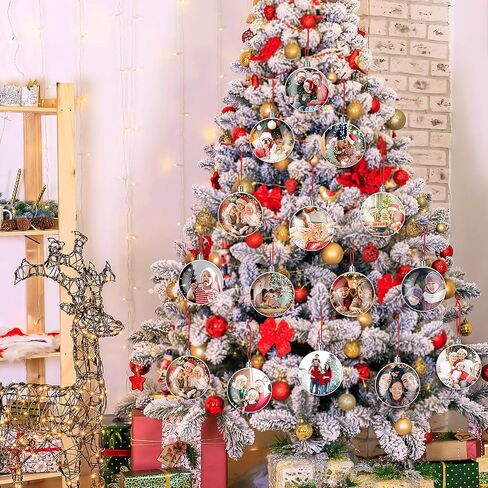 Jenaai 50 Pcs Photo Ornament Ball Christmas Hanging Photo Frame Ornament Round Clear Plastic Fillable Ball Ornament Photo Picture Holder Balls for Christmas Tree Ornaments Hanging Party Decor in Saudi Arabia