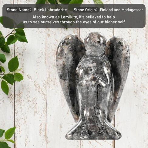 WHAL&YUNE تمثال ملاك الجمشت بالطاقة الطبيعية بلورات شفاء من الأحجار الكريمة منحوتة يدويًا للمنزل والمكتب ديكور عطلة هدية محظوظة - 2 بوصة in Kuwait
