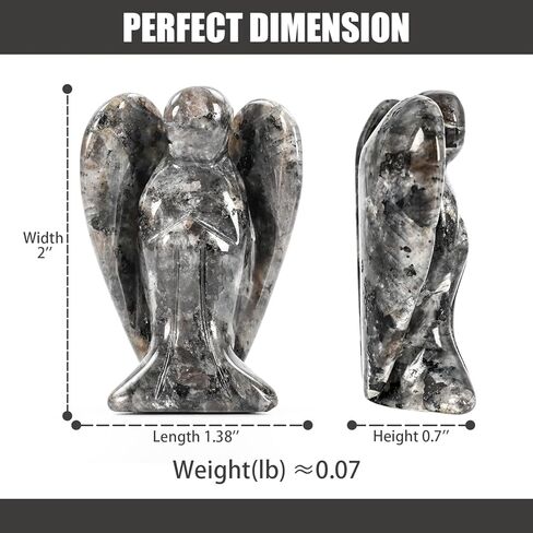 WHAL&YUNE تمثال ملاك الجمشت بالطاقة الطبيعية بلورات شفاء من الأحجار الكريمة منحوتة يدويًا للمنزل والمكتب ديكور عطلة هدية محظوظة - 2 بوصة in Kuwait