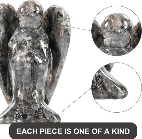 WHAL&YUNE تمثال ملاك الجمشت بالطاقة الطبيعية بلورات شفاء من الأحجار الكريمة منحوتة يدويًا للمنزل والمكتب ديكور عطلة هدية محظوظة - 2 بوصة in Kuwait