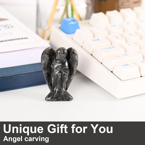 WHAL&YUNE تمثال ملاك الجمشت بالطاقة الطبيعية بلورات شفاء من الأحجار الكريمة منحوتة يدويًا للمنزل والمكتب ديكور عطلة هدية محظوظة - 2 بوصة in Kuwait