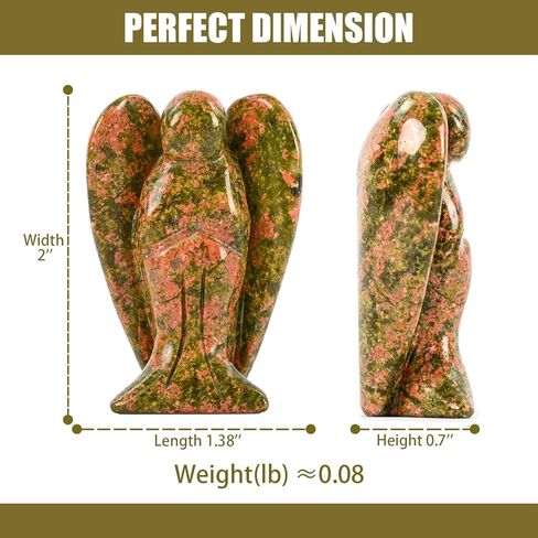 WHAL&YUNE تمثال ملاك الجمشت بالطاقة الطبيعية بلورات شفاء من الأحجار الكريمة منحوتة يدويًا للمنزل والمكتب ديكور عطلة هدية محظوظة - 2 بوصة in Kuwait