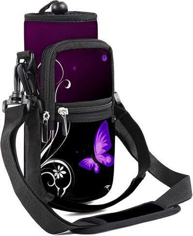 Water Bottle Carrier Bag Holder 25oz 32oz 40oz 64oz Insulated Crossbody Water Bottle Sling Sleeve Case Cover with Strap Pockets for Men Women School Walking Hiking Running (25oz, cactus) in Saudi Arabia