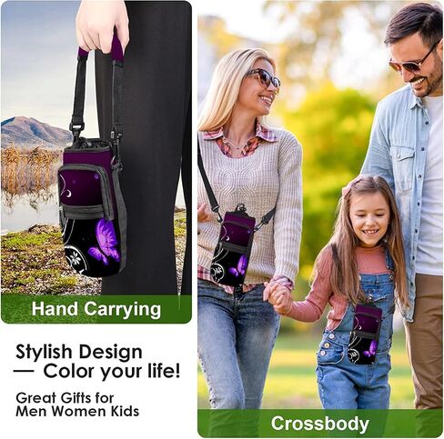 Water Bottle Carrier Bag Holder 25oz 32oz 40oz 64oz Insulated Crossbody Water Bottle Sling Sleeve Case Cover with Strap Pockets for Men Women School Walking Hiking Running (25oz, cactus) in Saudi Arabia