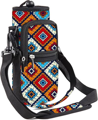 Water Bottle Carrier Bag Holder 25oz 32oz 40oz 64oz Insulated Crossbody Water Bottle Sling Sleeve Case Cover with Strap Pockets for Men Women School Walking Hiking Running (25oz, cactus) in Saudi Arabia