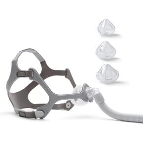 Gbbazu Replacement Nasal Cushion_Tube Frame_Elbow with Headgear Assembly for Respironics Wisp, Full Kit with S/M/L Size Cushion for Wisp, Grey